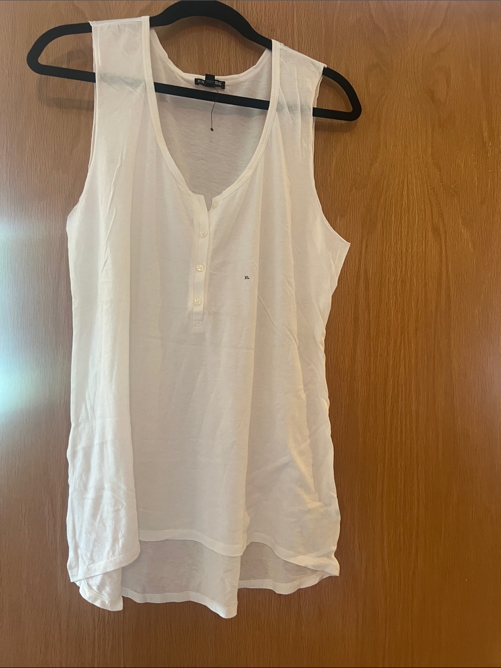White Scoop Neck Henley Tank